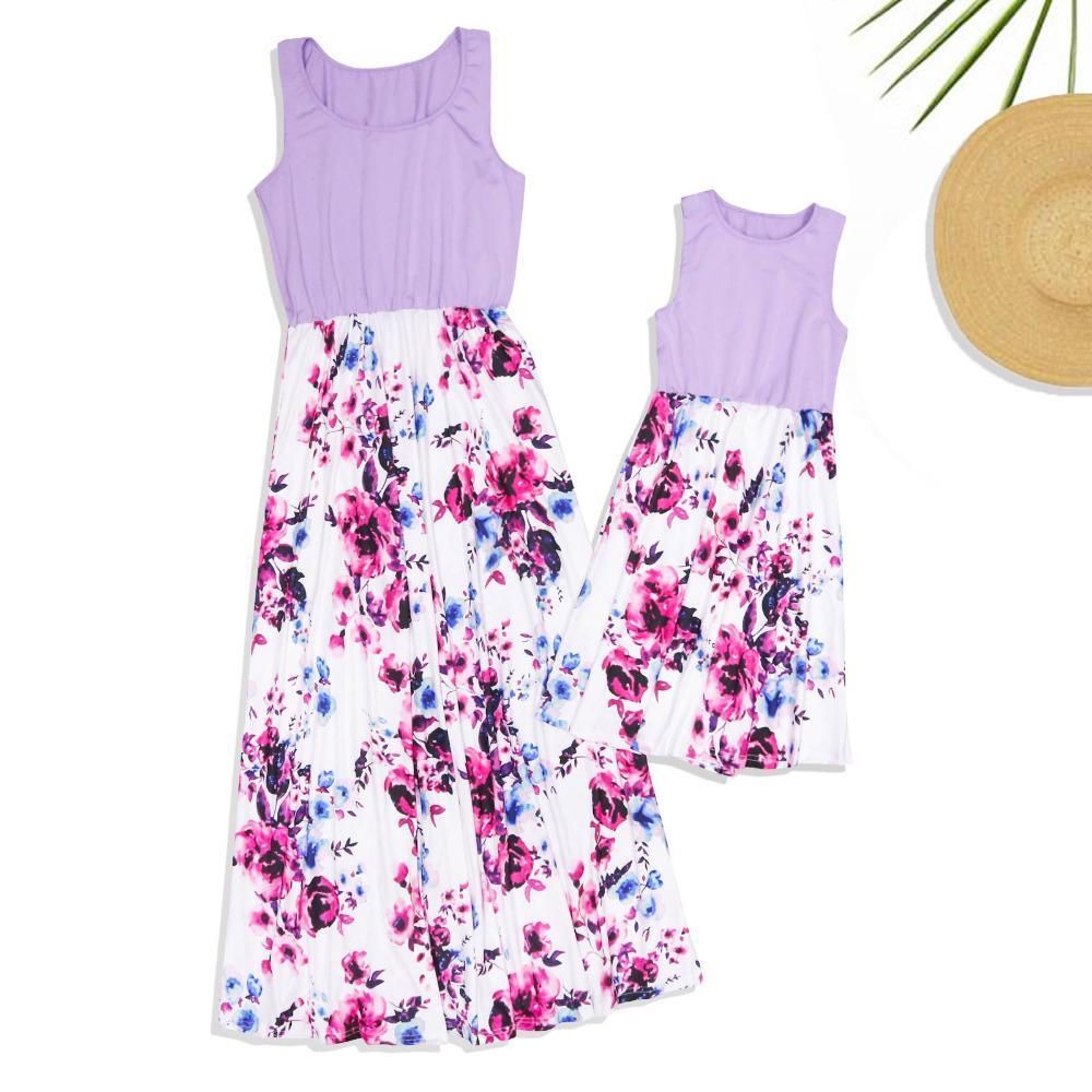 Sleeveless Floral Long Dress  for Mom and Me (2531981328468)