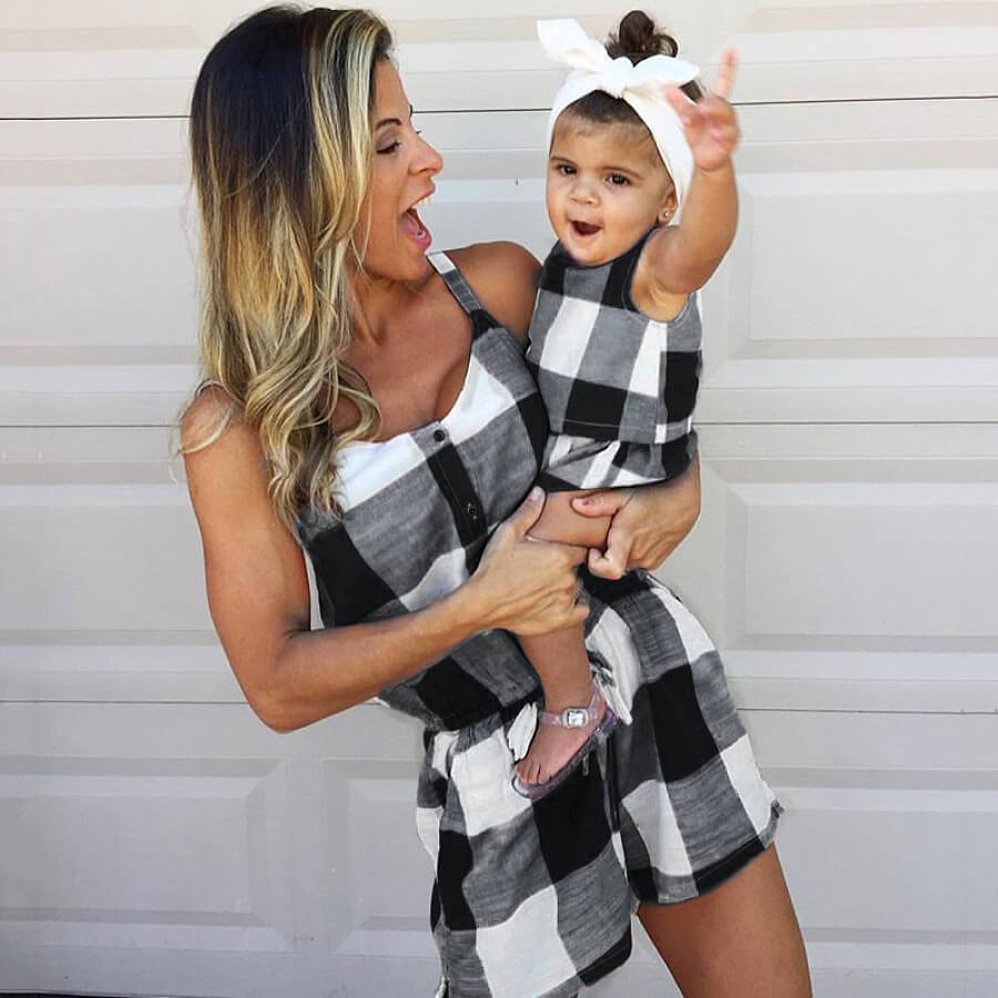 Plaid Print Sleeveless Matching Jumpsuit in Gery (3612009988180)