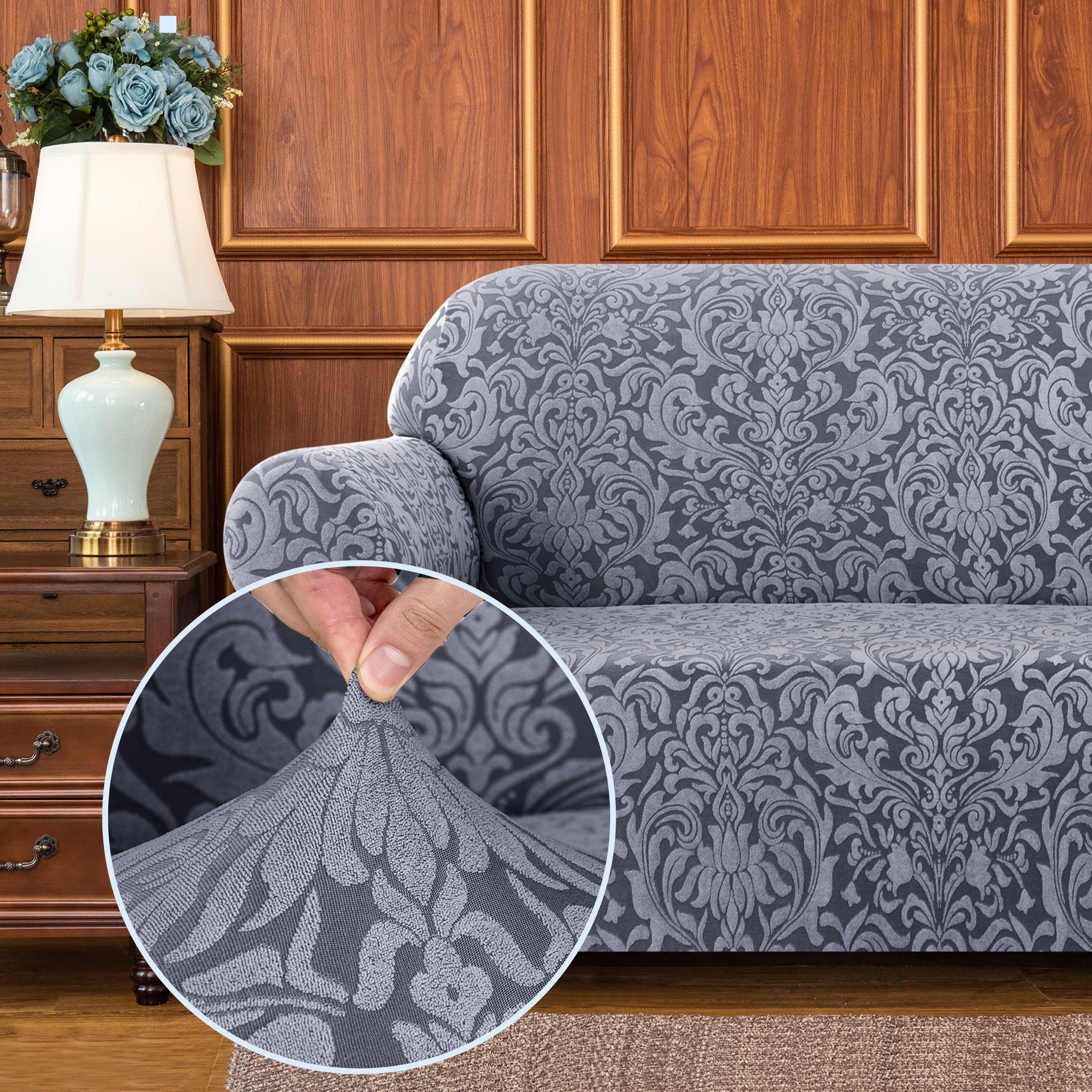 Cilla Jacquard Stretch Sofa Slipcover