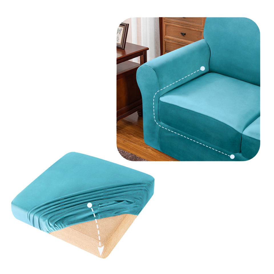 Anita Mid-Century Velvet Plush Stretch Sofa Cover