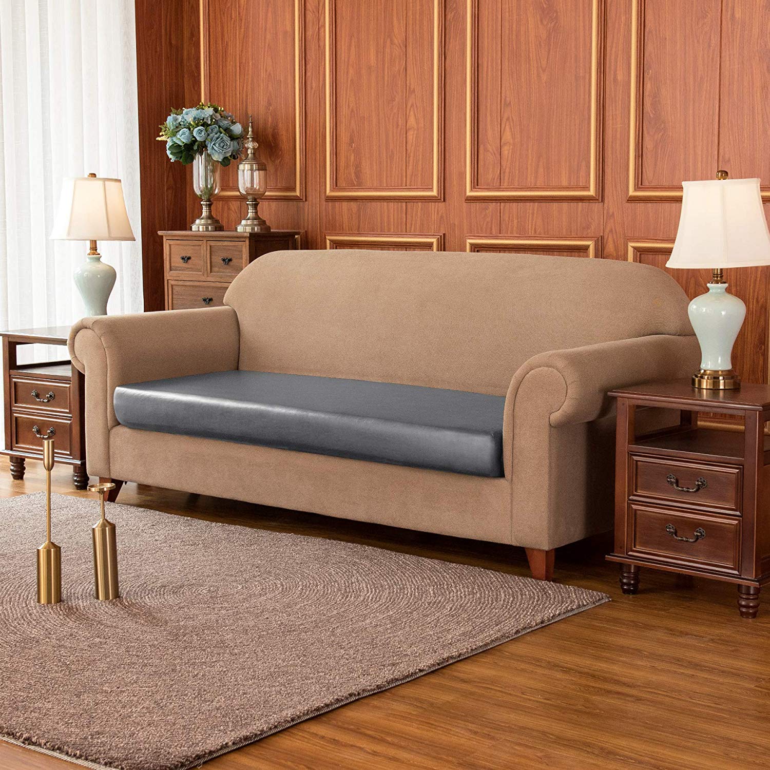 Thibault PU Leather Stretch Sofa Cushion Cover