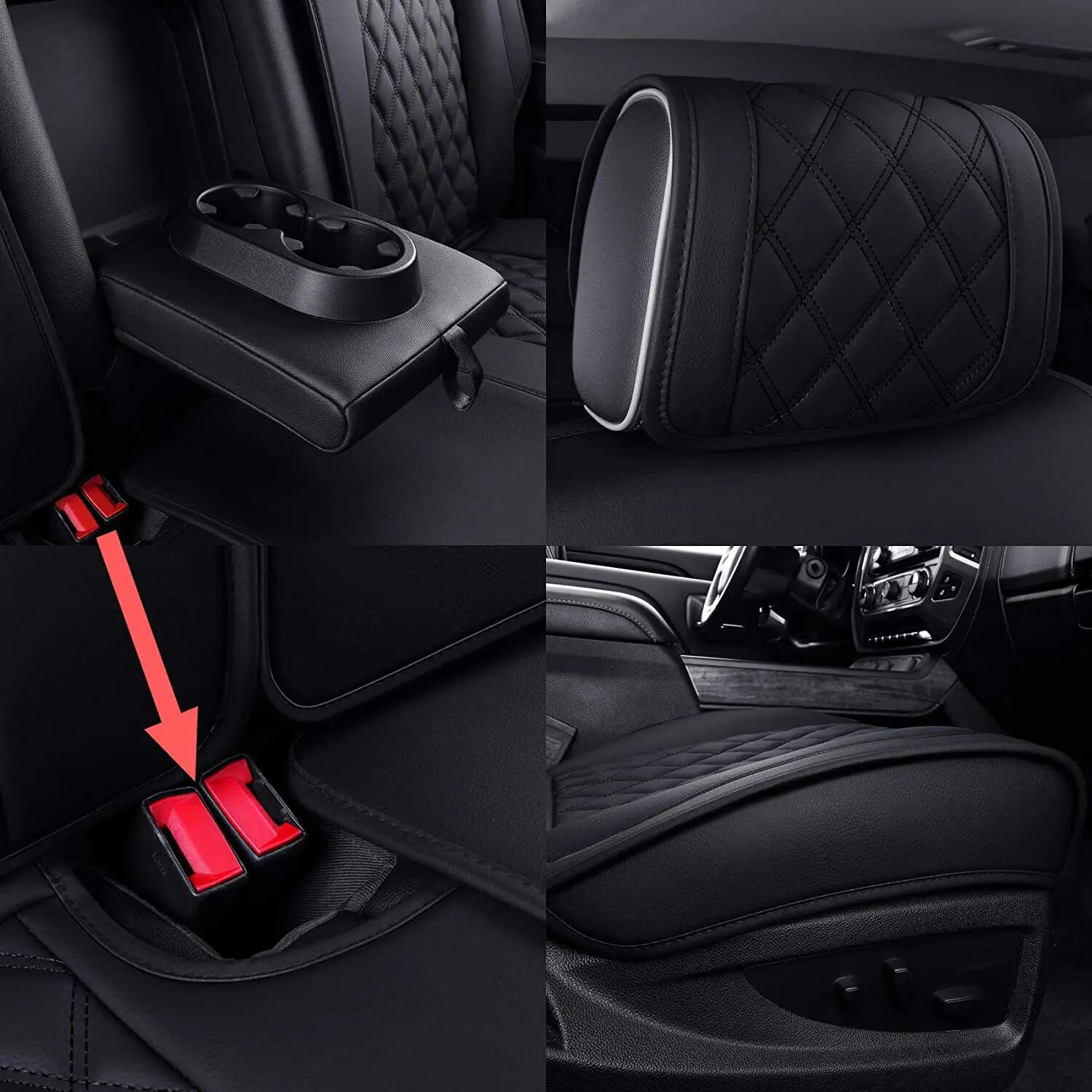 Seat Covers Full Set Durable Waterproof Leather for  Pickup Cab Truck Fit for 2007-2021 Chevy Silverado 1500 2500HD 3500HD GMC SIERRA