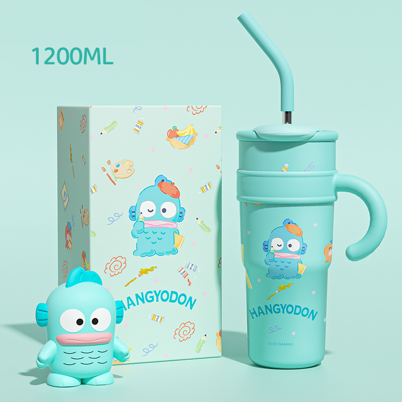 Sanrio Hello Kitty Vacuum Insulated Stainless Steel Travel Tumbler with Splash-Proof Lid, Includes Reusable Plastic Straw and Fits in Car Cup Holders