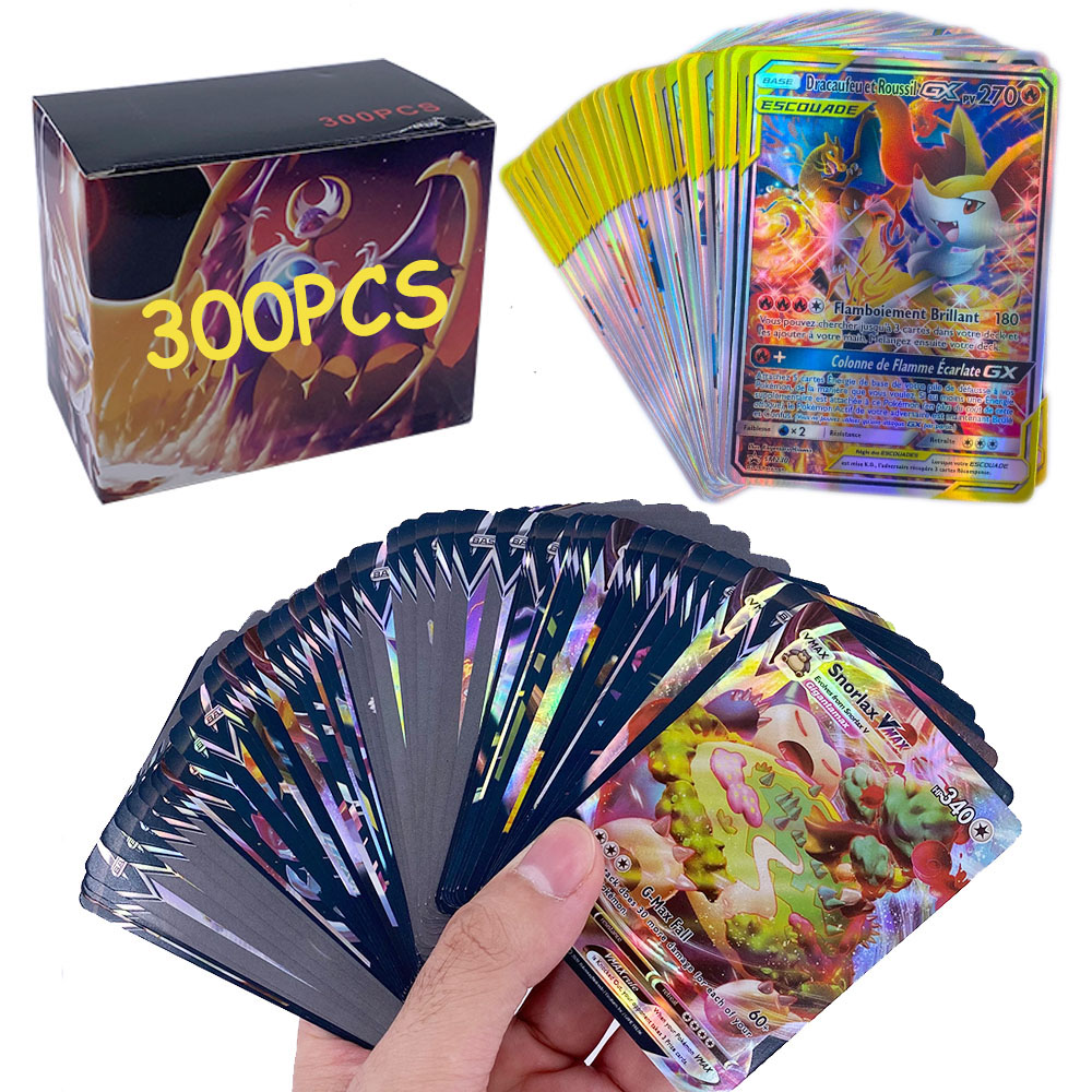 300 Pcs Bilingual Frenchenglish Pokemon Card Set With 100 Tag Team 200 Gx 60 Vmax Cards - 1