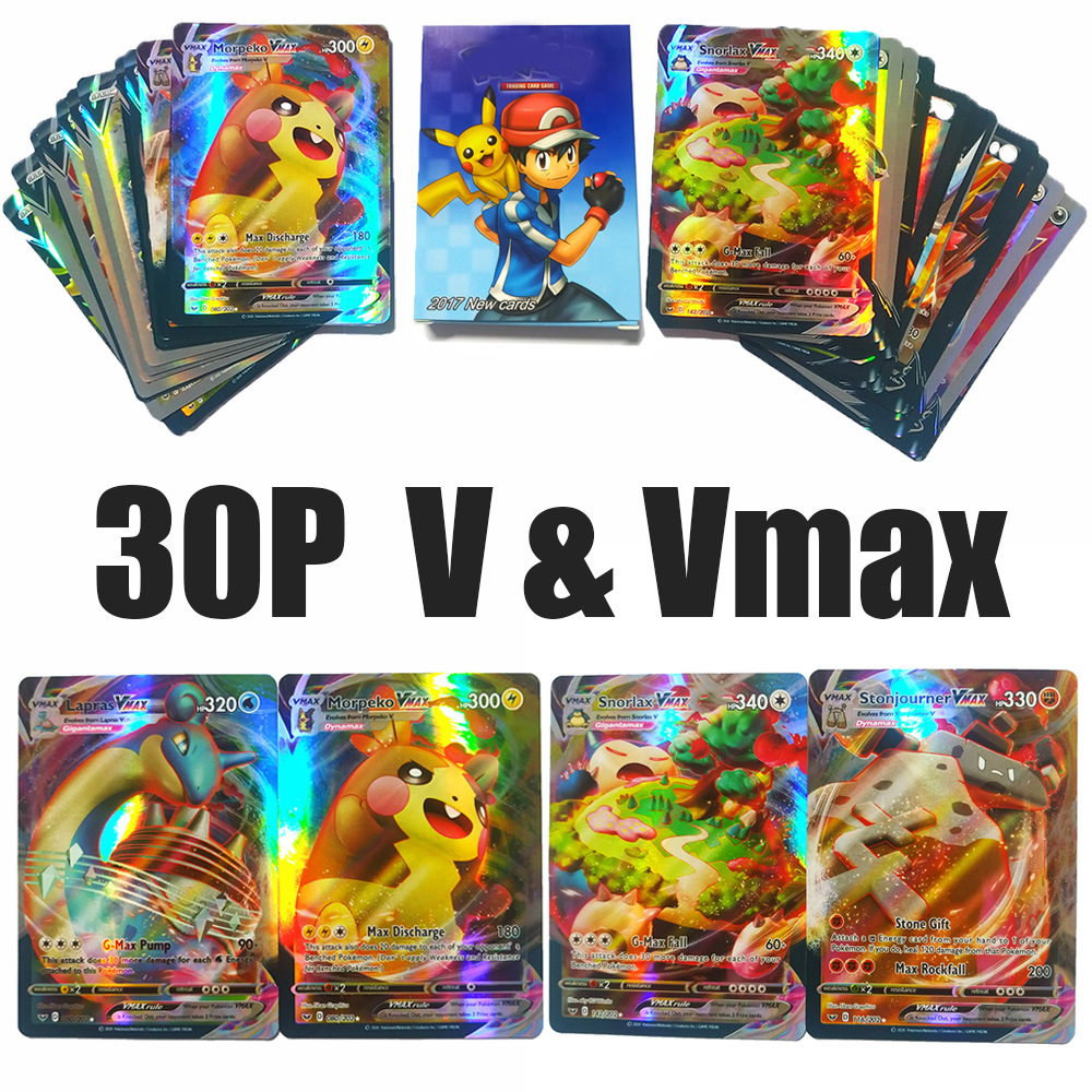 30pcs Pokemon V Vmax Shining English Cards Collection Sword Shield Booster Box Trading Game Toy Gift For Kids - 2