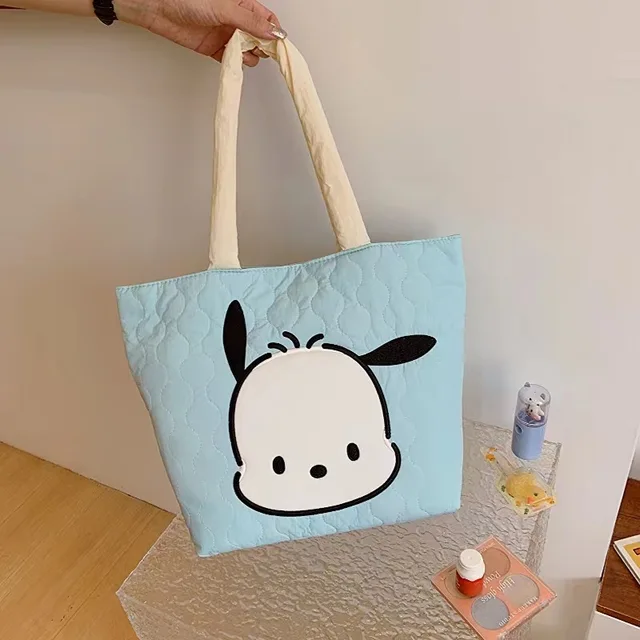 Cute Sanrio Handbag Down Cloth Shoulder Bag My Melody Kuromi Tote Bag High Capacity Cosmetic Storage Bag For Women Birthday Gift