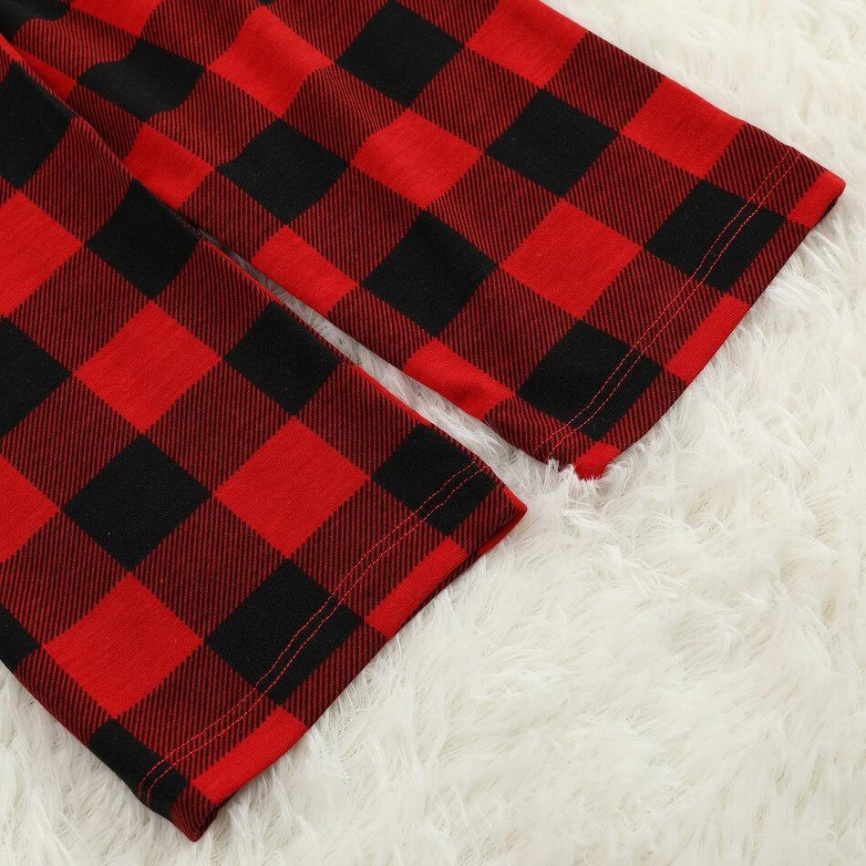 Merry Christmas Antler Contrast top and Plaid Pants Family Matching Pajamas Set 8873 (4181721710676)