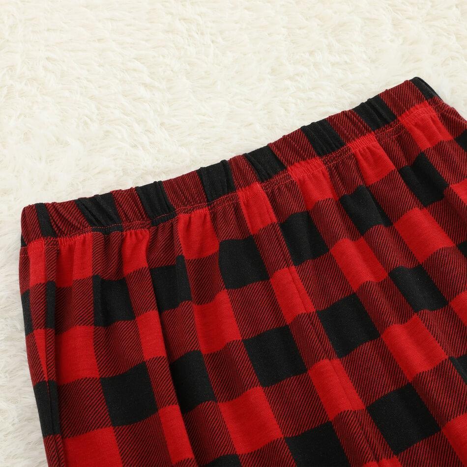 Merry Christmas Antler Contrast top and Plaid Pants Family Matching Pajamas Set 8873 (4181721710676)