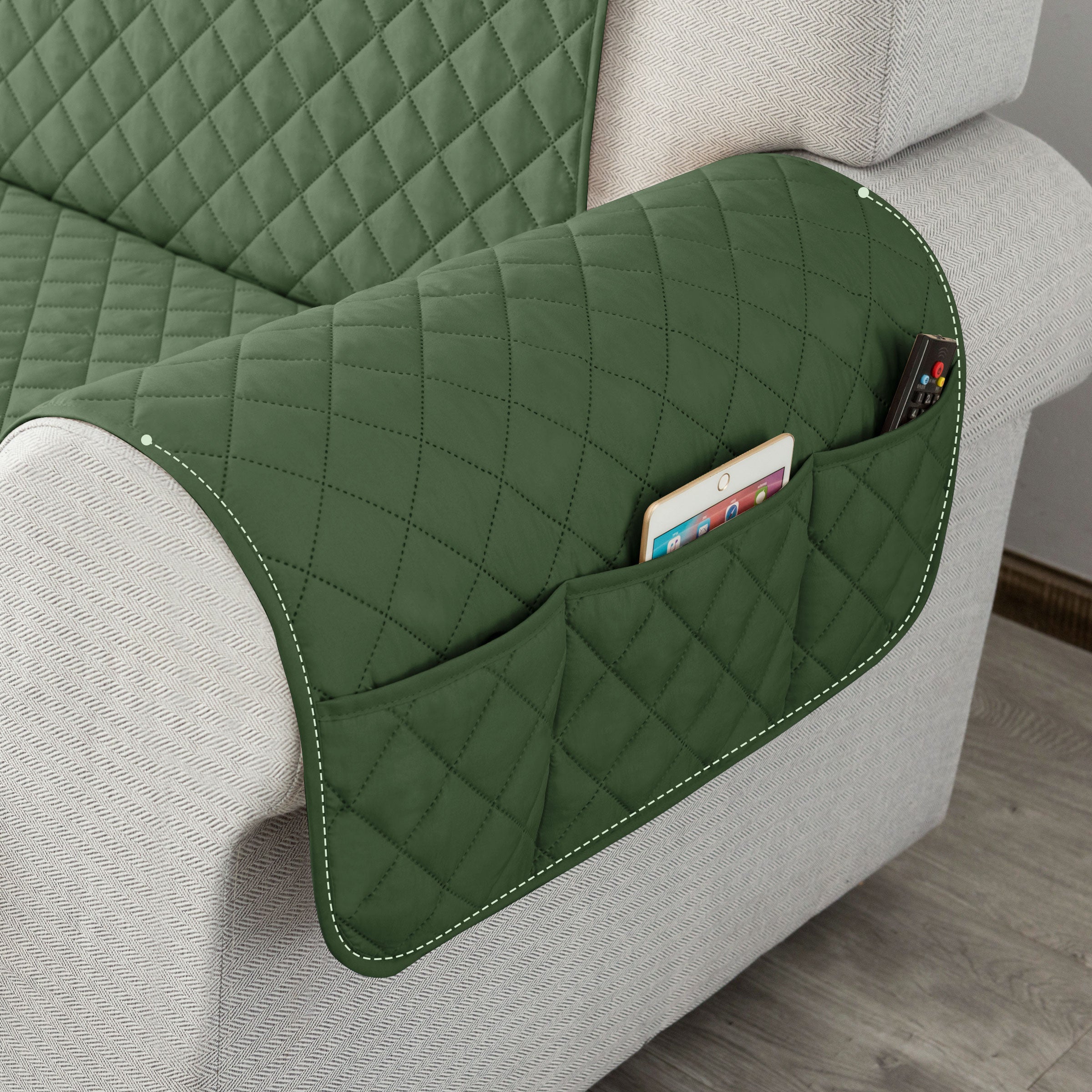 Connor Reversible Sofa Slipcover With Pockets