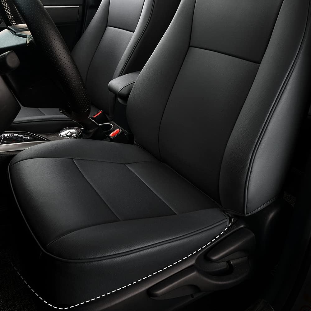 2 Front Seats Custom Fit for Toyota Corolla 2014-2019 Faux Leather Car Seat Covers Front Set Compatible Airbag Sedan Corolla Seat Protector Black(Front backrest Without arc)