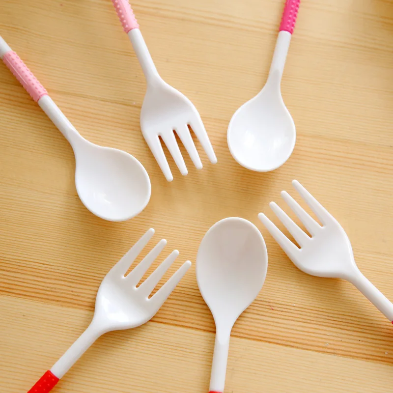 2PCS/Set Sanrio Hello Kitty Spoon Fork Baby Girls Feeding Tableware Children Travel Portable Dinnerware Kitchen Accessories Gift