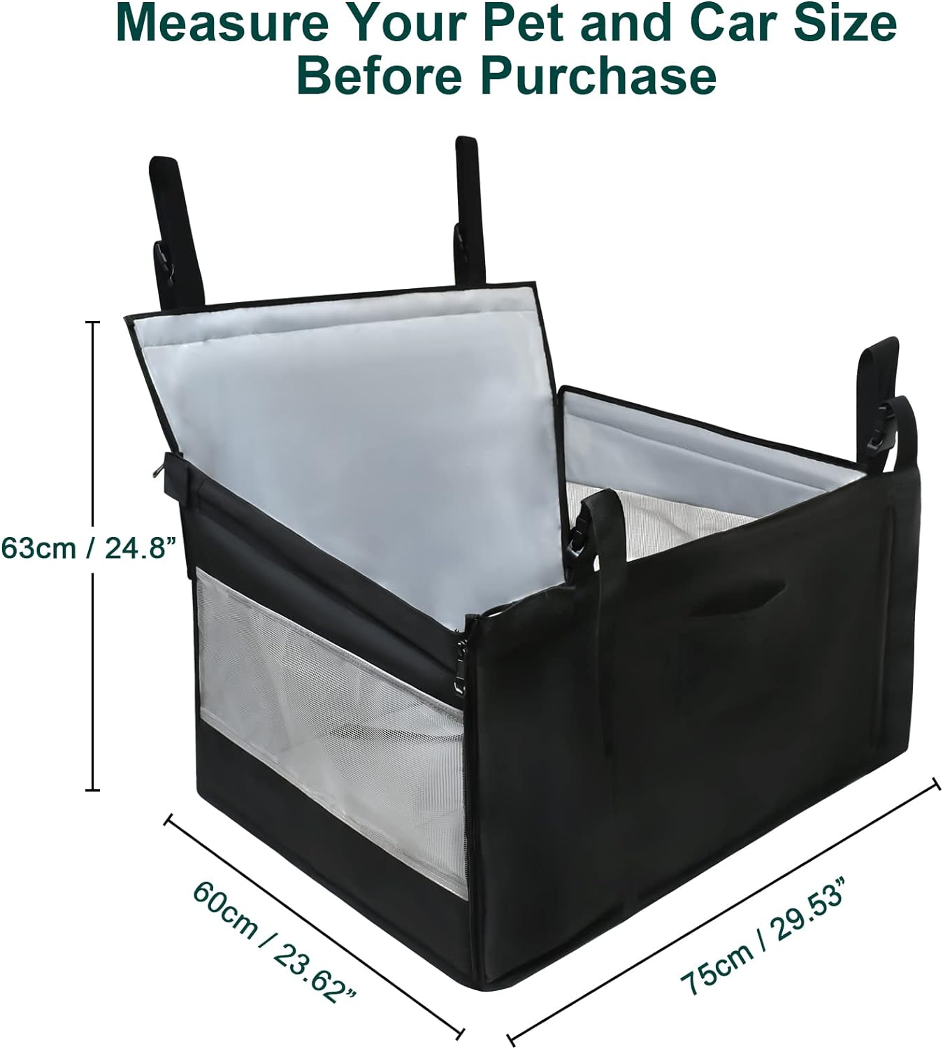 Ventilated and Breathable 29.5" Extra Large Dog Car Seat,for Up to 70 lbs or 2 Small Dogs Seat Extender for Dogs