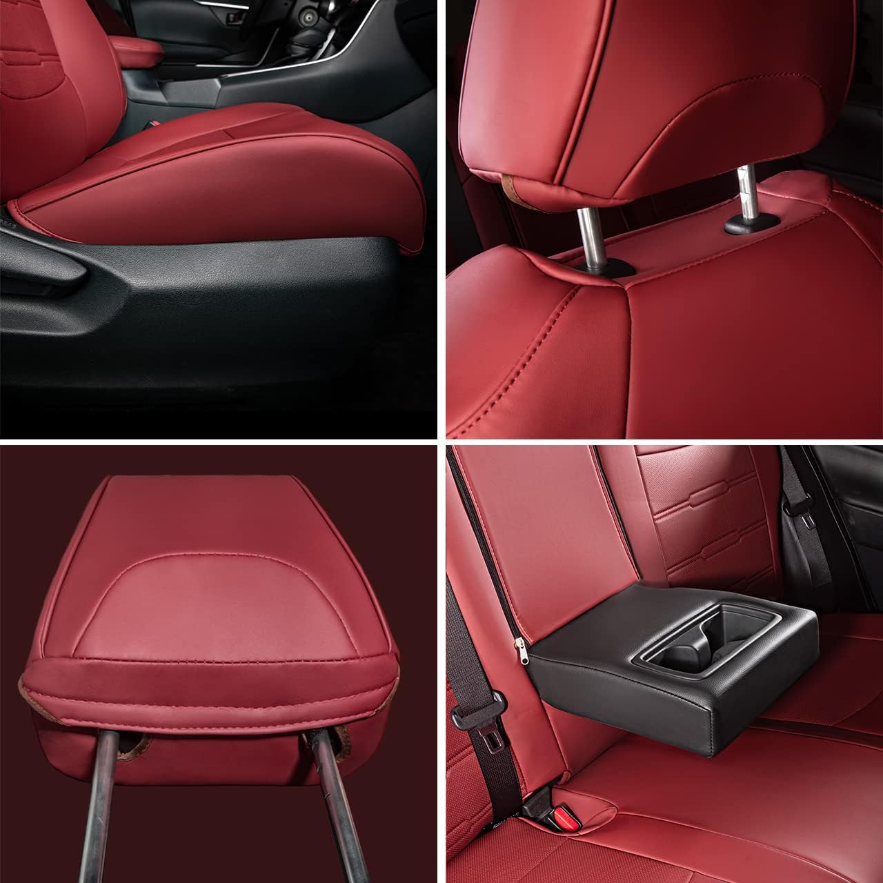 Custom Fit for Toyota RAV4 2013 2014 2015 2016 2017 2018 Car Seat Covers with Waterproof Faux Leather Full Set (Beige, RAV4 2013-2018)