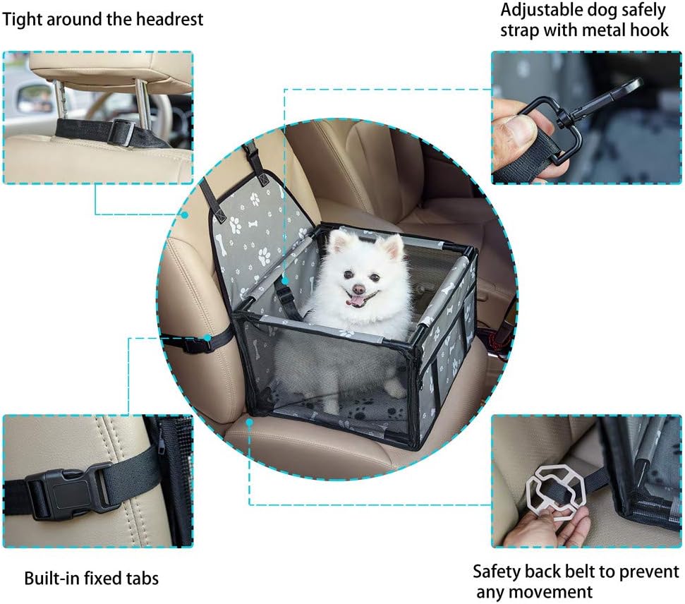 GENORTH Dog Car Seats for Medium Dogs 20lbs,Upgrade Dog Booster Seat Folding Puppy Car Seat for Small to Medium Pet