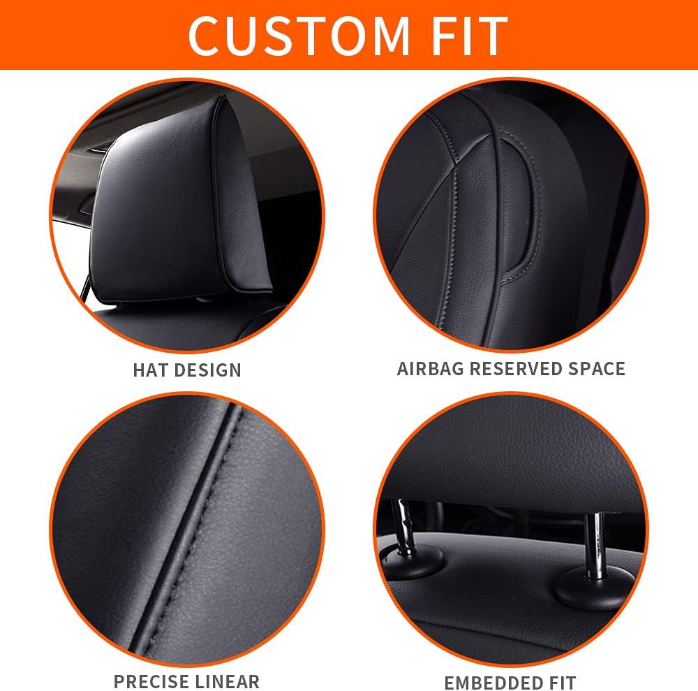 2 Front Seats Custom Fit for Toyota Corolla 2014-2019 Faux Leather Car Seat Covers Front Set Compatible Airbag Sedan Corolla Seat Protector Black(Front backrest Without arc)