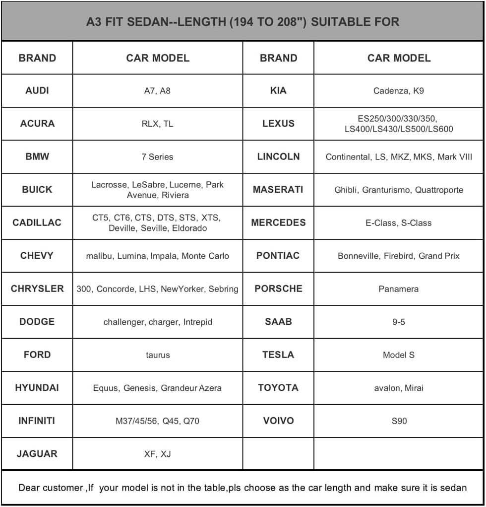 Car Cover Waterproof All Weather for Automobiles, Outdoor Full Cover Rain Sun UV Protection with Zipper Cotton, Size A2 3XL Universal Fit for Sedan (186-193 inch)