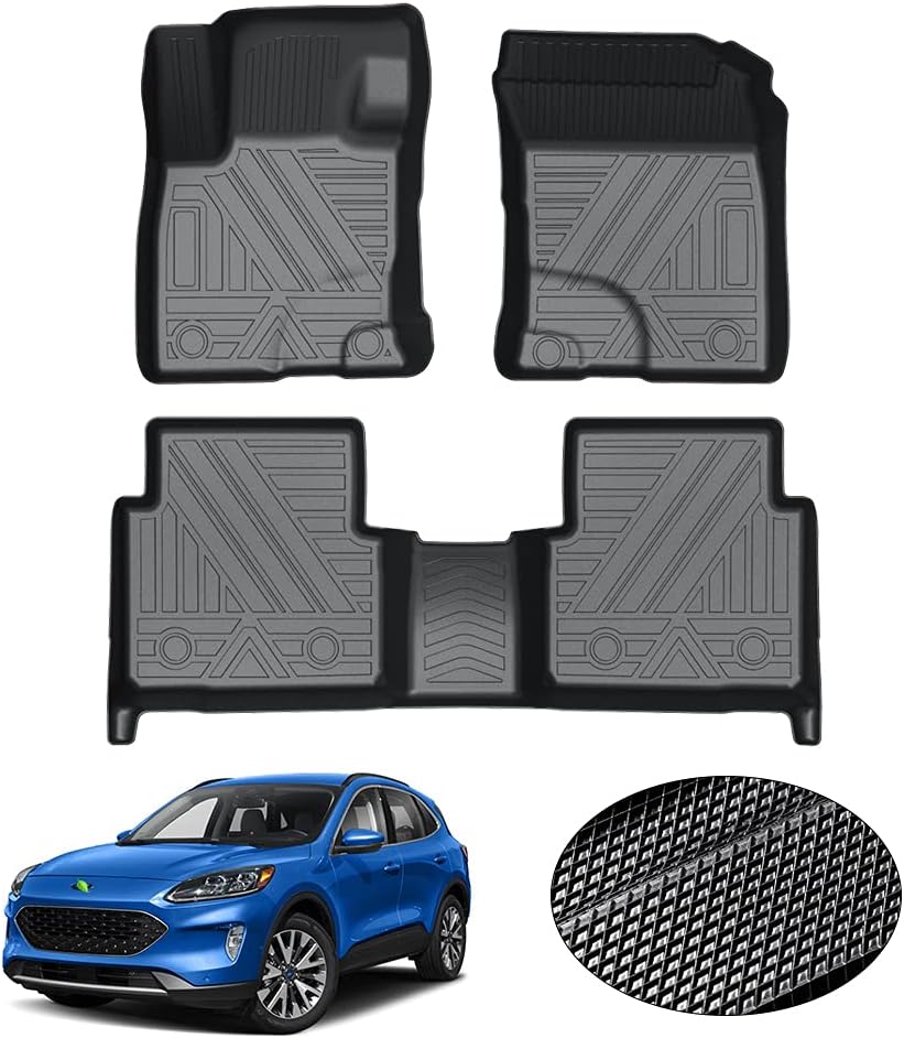 Custom Fit Floor Mats for Ford Escape 2022 2021 2020 No-Hybird (NOT Fit Hybrid Models) Floor Liner All Weather Car Mats 1st & 2nd Row Liners Full Set Black Non-Slip