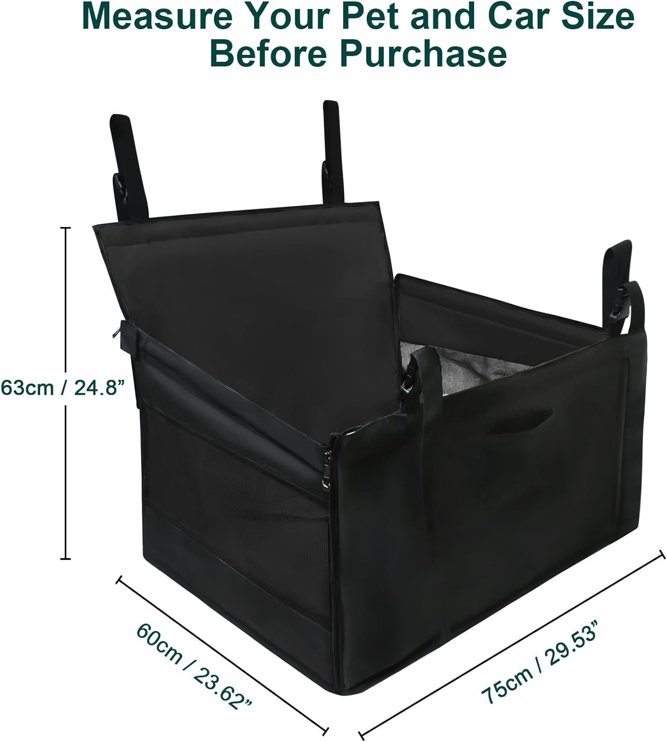 Ventilated and Breathable 29.5" Extra Large Dog Car Seat,for Up to 70 lbs or 2 Small Dogs Seat Extender for Dogs