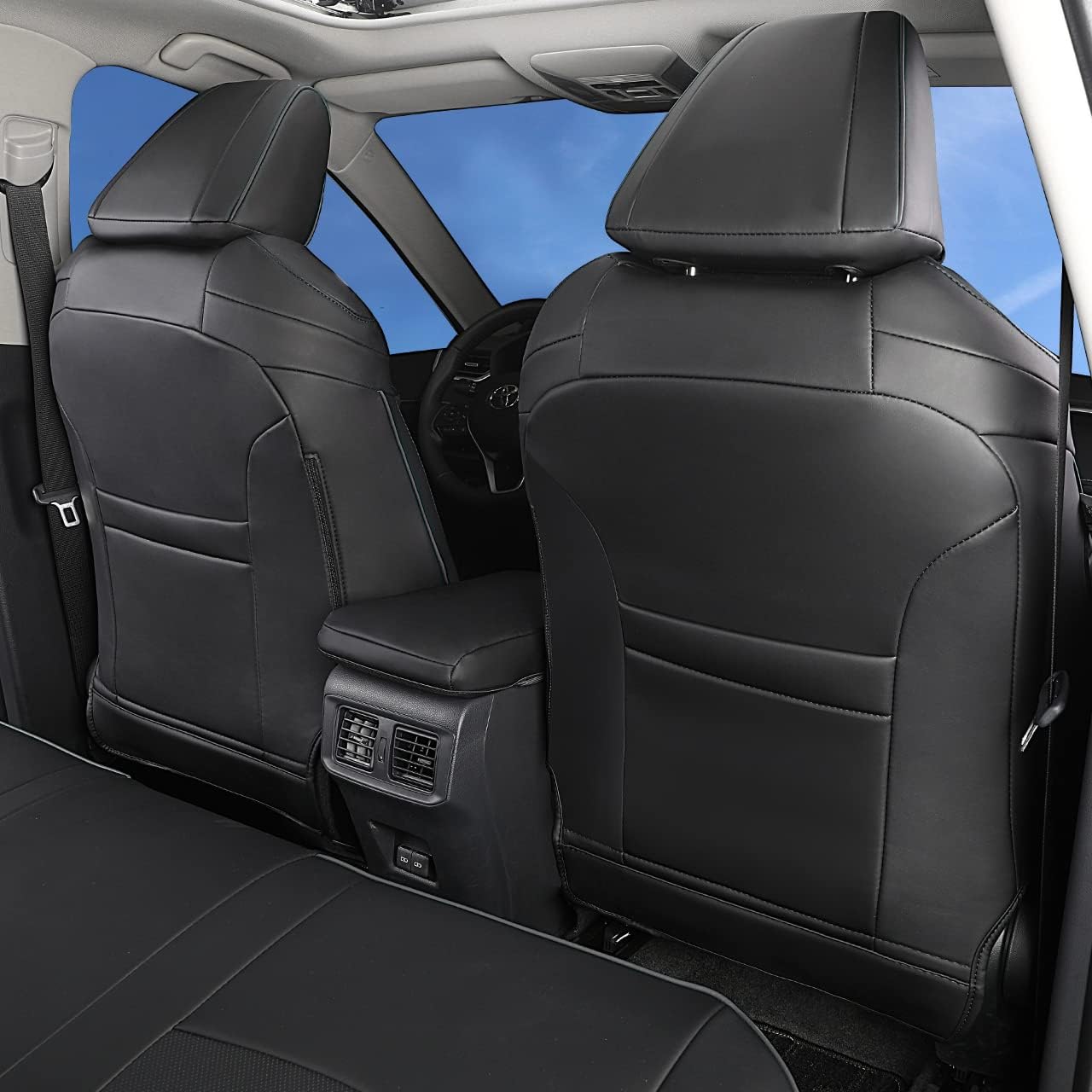 Custom Fit for Toyota RAV4 2013 2014 2015 2016 2017 2018 Car Seat Covers with Waterproof Faux Leather Full Set (Beige, RAV4 2013-2018)