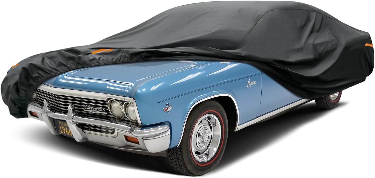 Car Cover Waterproof All Weather for Automobiles, Outdoor Full Cover Rain Sun UV Protection with Zipper Cotton, Size A2 3XL Universal Fit for Sedan (186-193 inch)