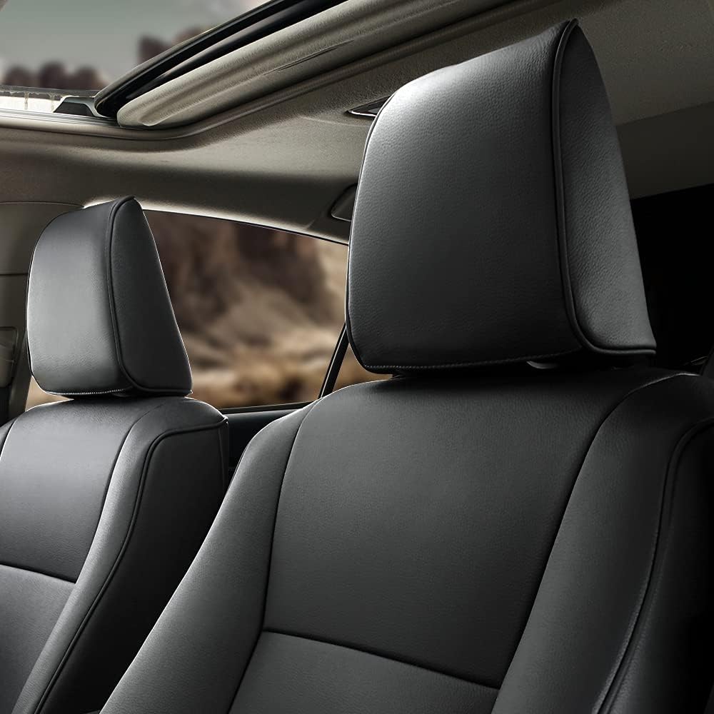 2 Front Seats Custom Fit for Toyota Corolla 2014-2019 Faux Leather Car Seat Covers Front Set Compatible Airbag Sedan Corolla Seat Protector Black(Front backrest Without arc)