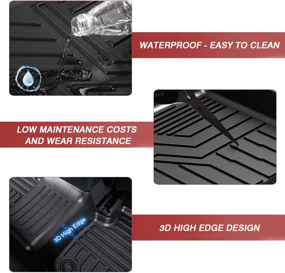 Custom Fit Floor Mats for Ford Escape 2022 2021 2020 No-Hybird (NOT Fit Hybrid Models) Floor Liner All Weather Car Mats 1st & 2nd Row Liners Full Set Black Non-Slip