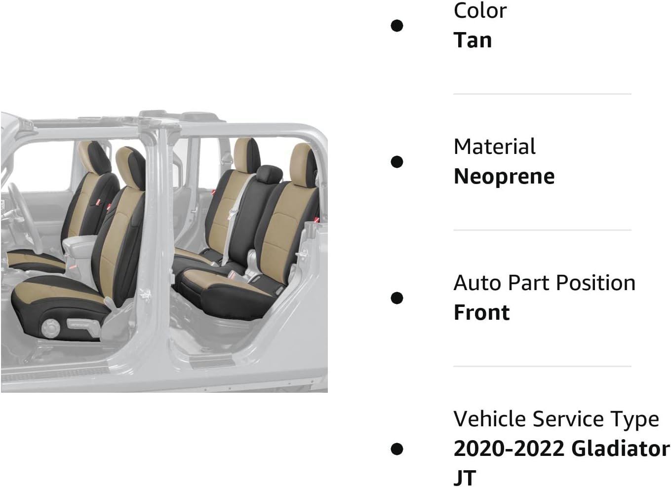 Jeep Gladiator 2020-2022 Seat Cover Set Front and Back Seat Set Waterproof Thermal Resistant Soft Padded Cushion