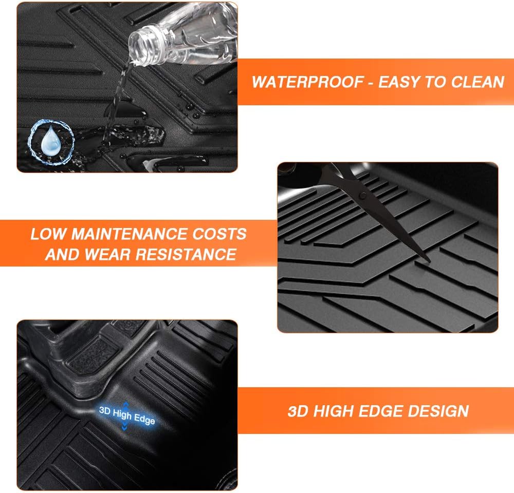 Custom Fit Floor Mats for Ford Escape 2022 2021 2020 No-Hybird (NOT Fit Hybrid Models) Floor Liner All Weather Car Mats 1st & 2nd Row Liners Full Set Black Non-Slip