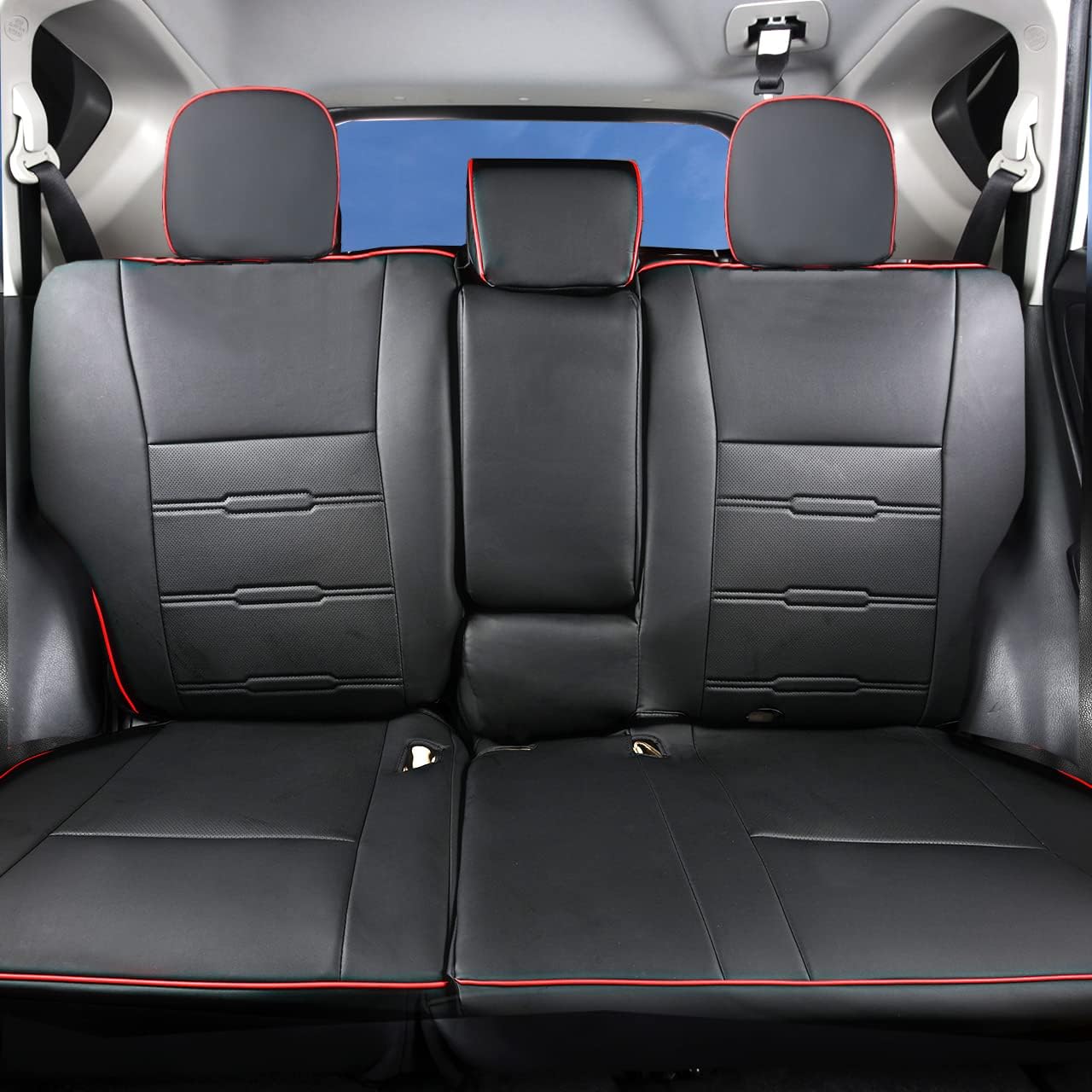 Custom Fit for Toyota RAV4 2013 2014 2015 2016 2017 2018 Car Seat Covers with Waterproof Faux Leather Full Set (Beige, RAV4 2013-2018)