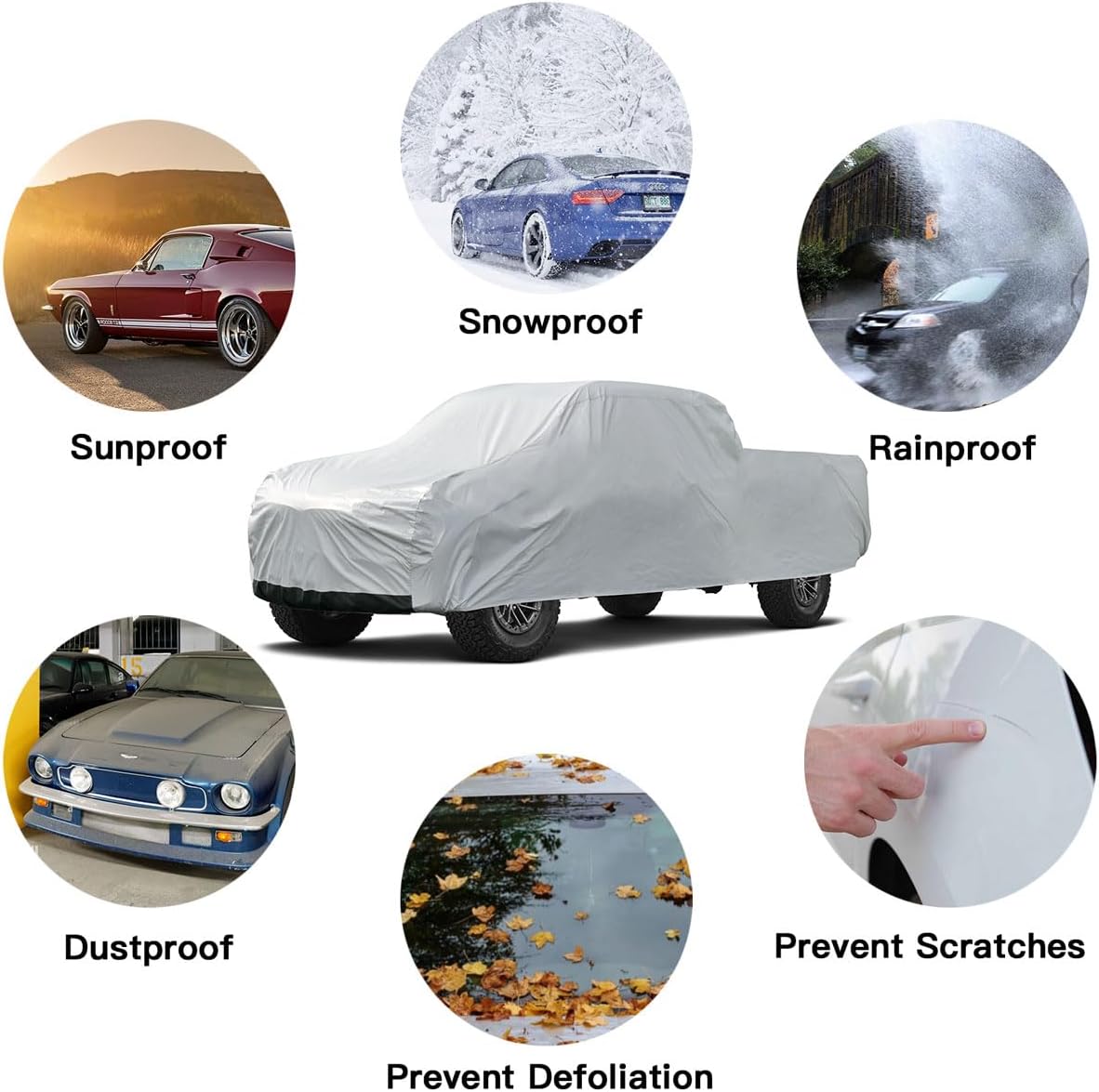 Car Cover Waterproof All Weather for Automobiles, Outdoor Full Cover Rain Sun UV Protection with Zipper Cotton, Size A2 3XL Universal Fit for Sedan (186-193 inch)