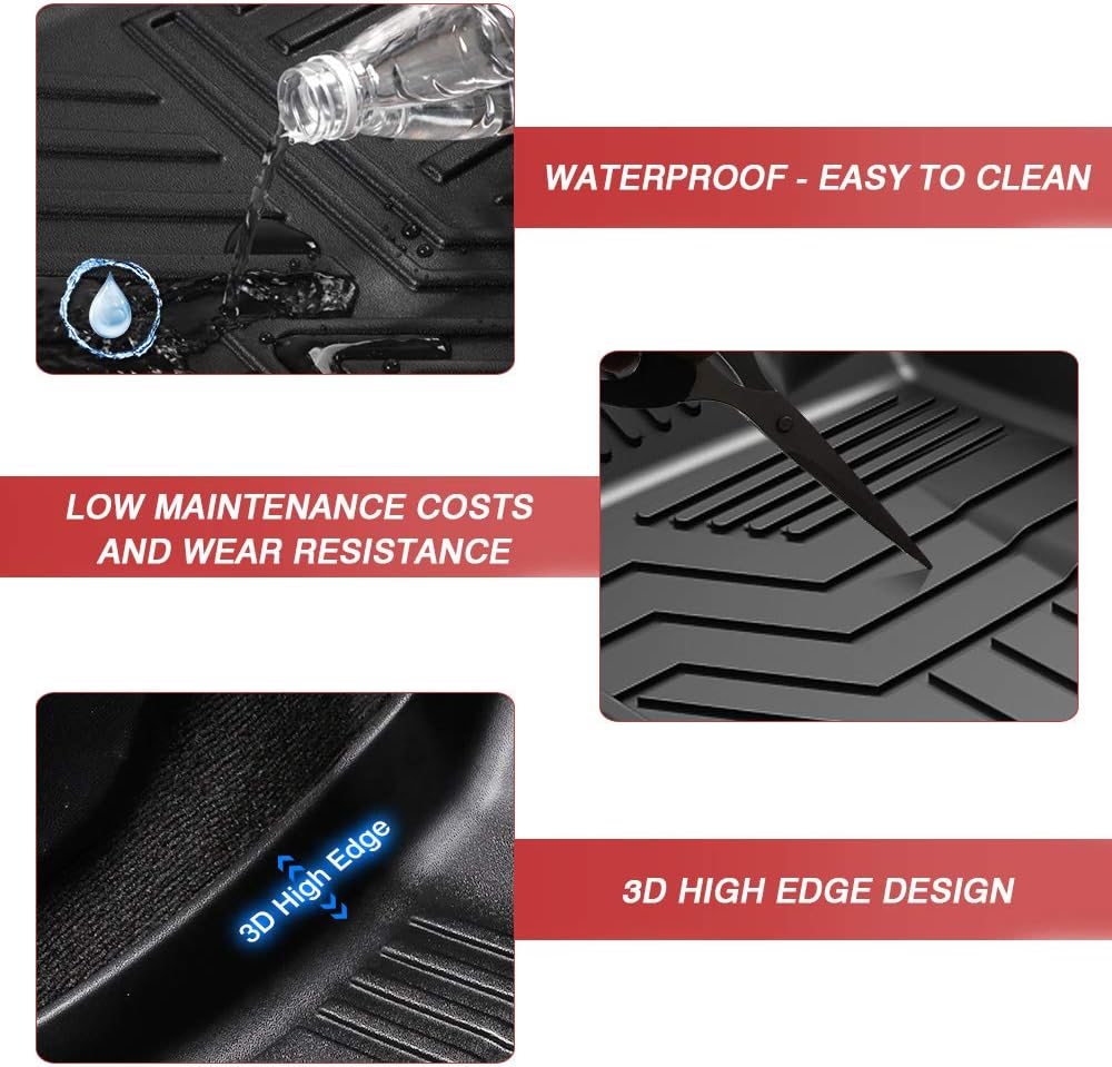 Custom Fit Floor Mats for Ford Escape 2022 2021 2020 No-Hybird (NOT Fit Hybrid Models) Floor Liner All Weather Car Mats 1st & 2nd Row Liners Full Set Black Non-Slip