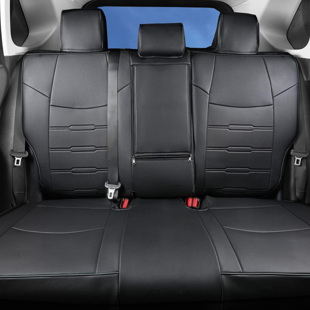 Custom Fit for Toyota RAV4 2013 2014 2015 2016 2017 2018 Car Seat Covers with Waterproof Faux Leather Full Set (Beige, RAV4 2013-2018)