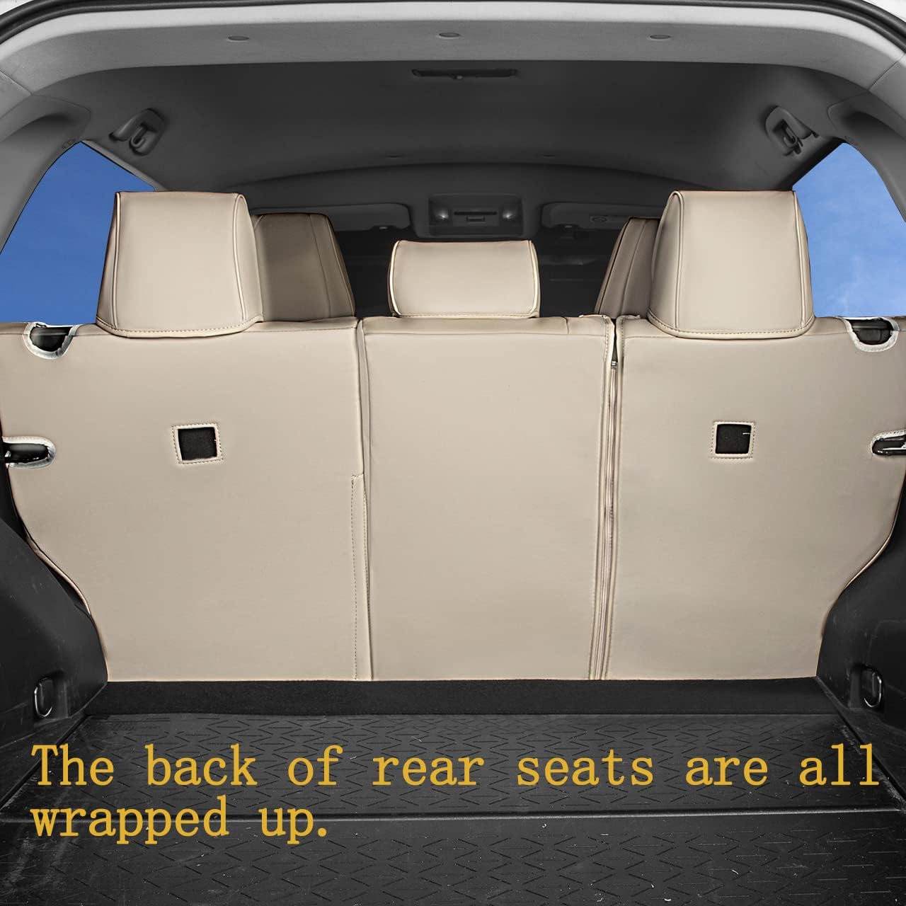 Custom Fit for Toyota RAV4 2013 2014 2015 2016 2017 2018 Car Seat Covers with Waterproof Faux Leather Full Set (Beige, RAV4 2013-2018)