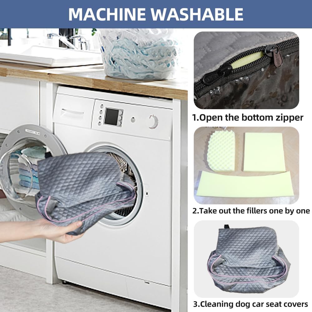 Dog Car Seat for Small Dogs, Upgraded Dog Booster Seat with Metal Frame, Doggy Pet Car Seat with Washable Thick Cushion Safety Leash and Storage Pockets