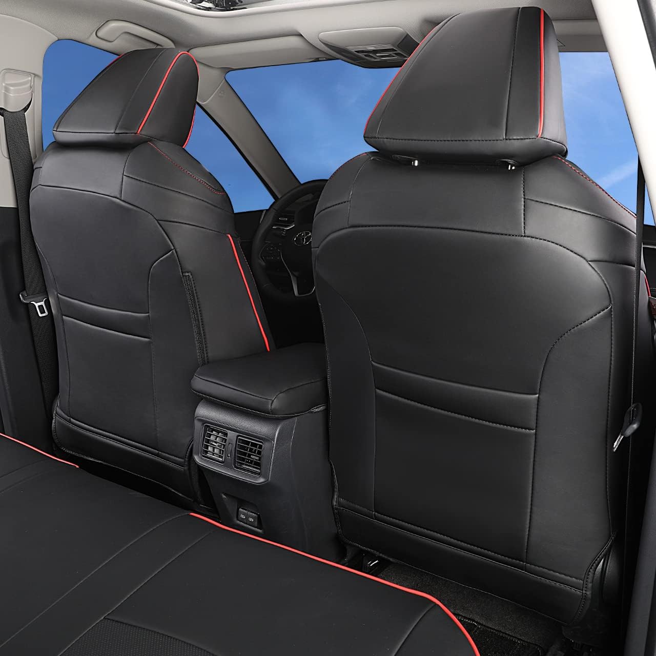 Custom Fit for Toyota RAV4 2013 2014 2015 2016 2017 2018 Car Seat Covers with Waterproof Faux Leather Full Set (Beige, RAV4 2013-2018)