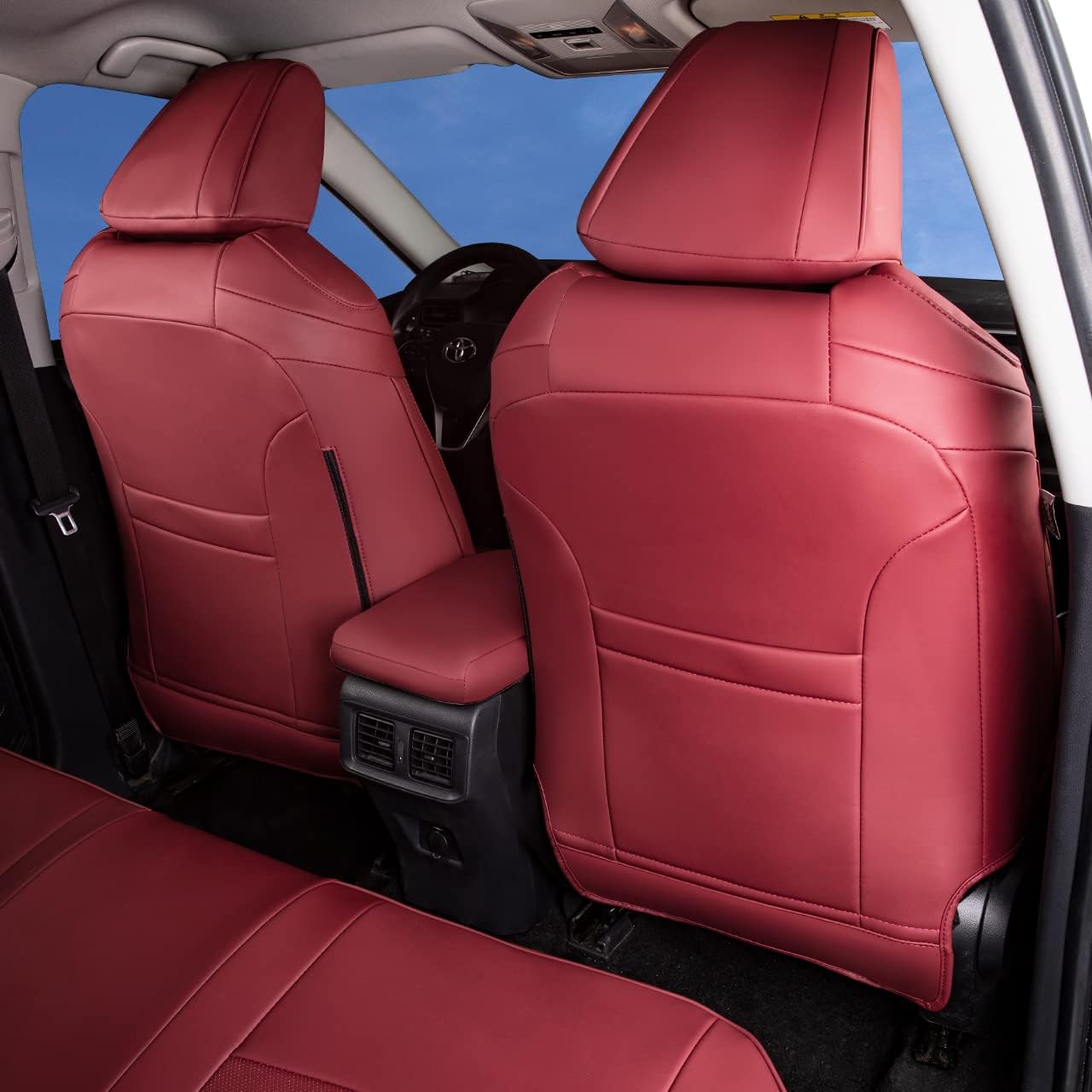 Custom Fit for Toyota RAV4 2013 2014 2015 2016 2017 2018 Car Seat Covers with Waterproof Faux Leather Full Set (Beige, RAV4 2013-2018)