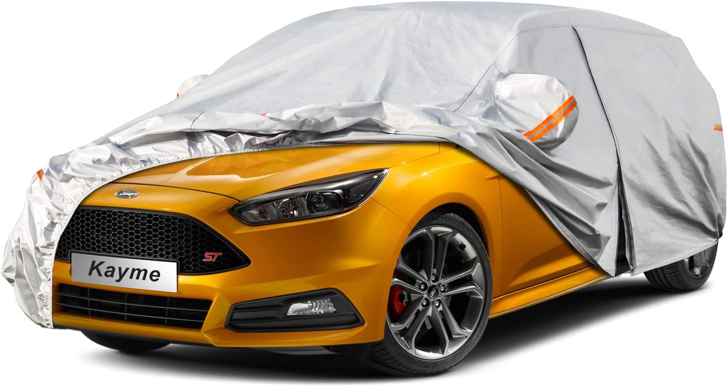 Car Cover Waterproof All Weather for Automobiles, Outdoor Full Cover Rain Sun UV Protection with Zipper Cotton, Size A2 3XL Universal Fit for Sedan (186-193 inch)