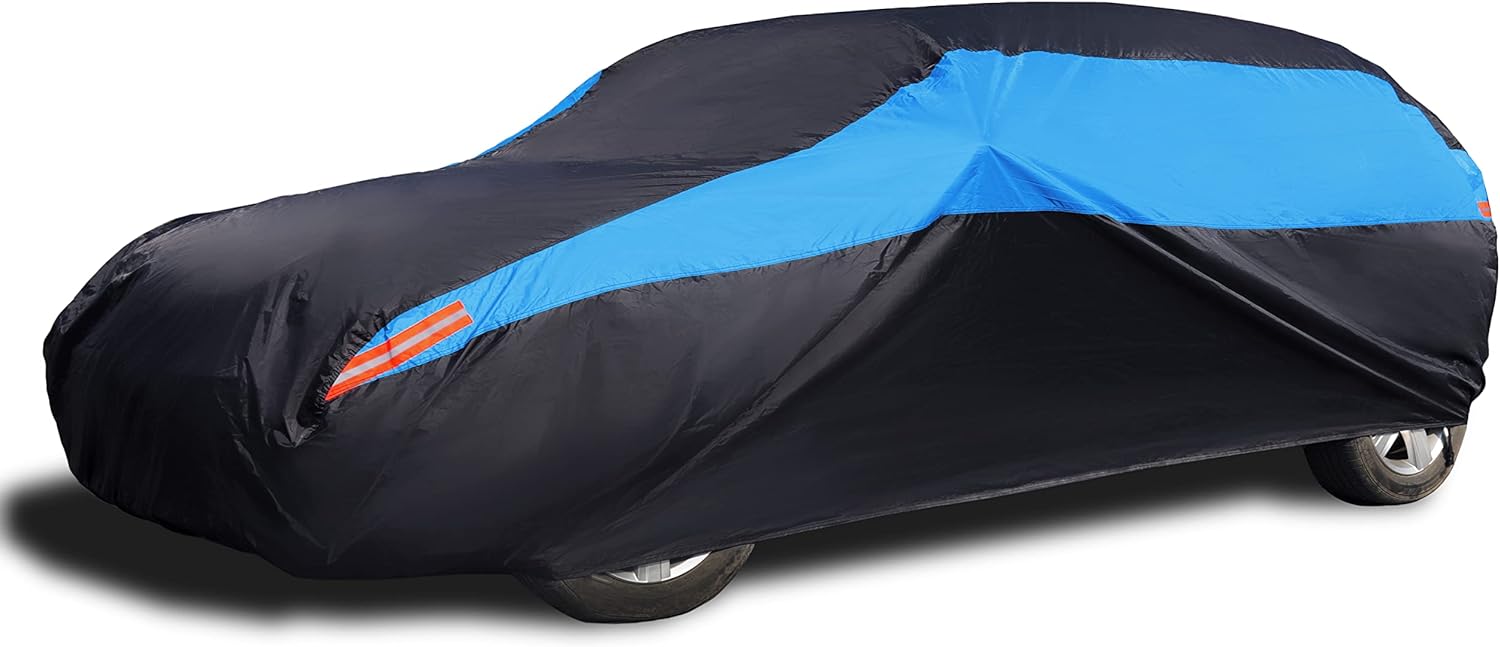 MORNYRAY Waterproof Car Cover All Weather Snowproof UV Protection Windproof Outdoor Full car Cover, Universal Fit for Sedan (Fit Sedan Length 194-206 inch, Blue)