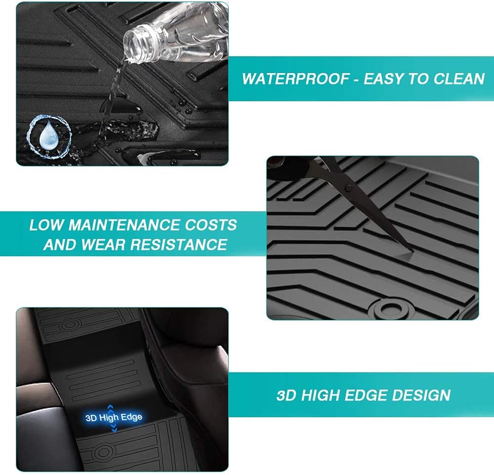 Custom Fit Floor Mats for Ford Escape 2022 2021 2020 No-Hybird (NOT Fit Hybrid Models) Floor Liner All Weather Car Mats 1st & 2nd Row Liners Full Set Black Non-Slip