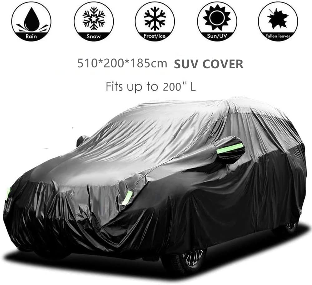Car Cover Waterproof All Weather for Automobiles Heavy Duty Full Exterior Covers Fit Sedan Dodge Charger, Chrysler 300, Hyundai Genesis, Ford Taurus, Buick Lacrosse, Mercedes Benz S-Class (194"-208")