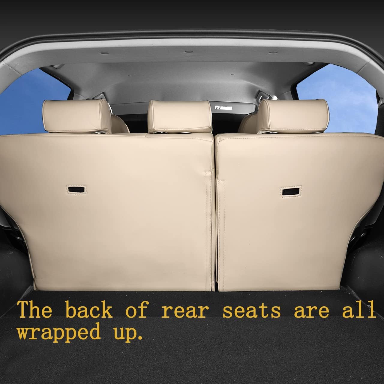 Custom Fit for Toyota RAV4 2013 2014 2015 2016 2017 2018 Car Seat Covers with Waterproof Faux Leather Full Set (Beige, RAV4 2013-2018)