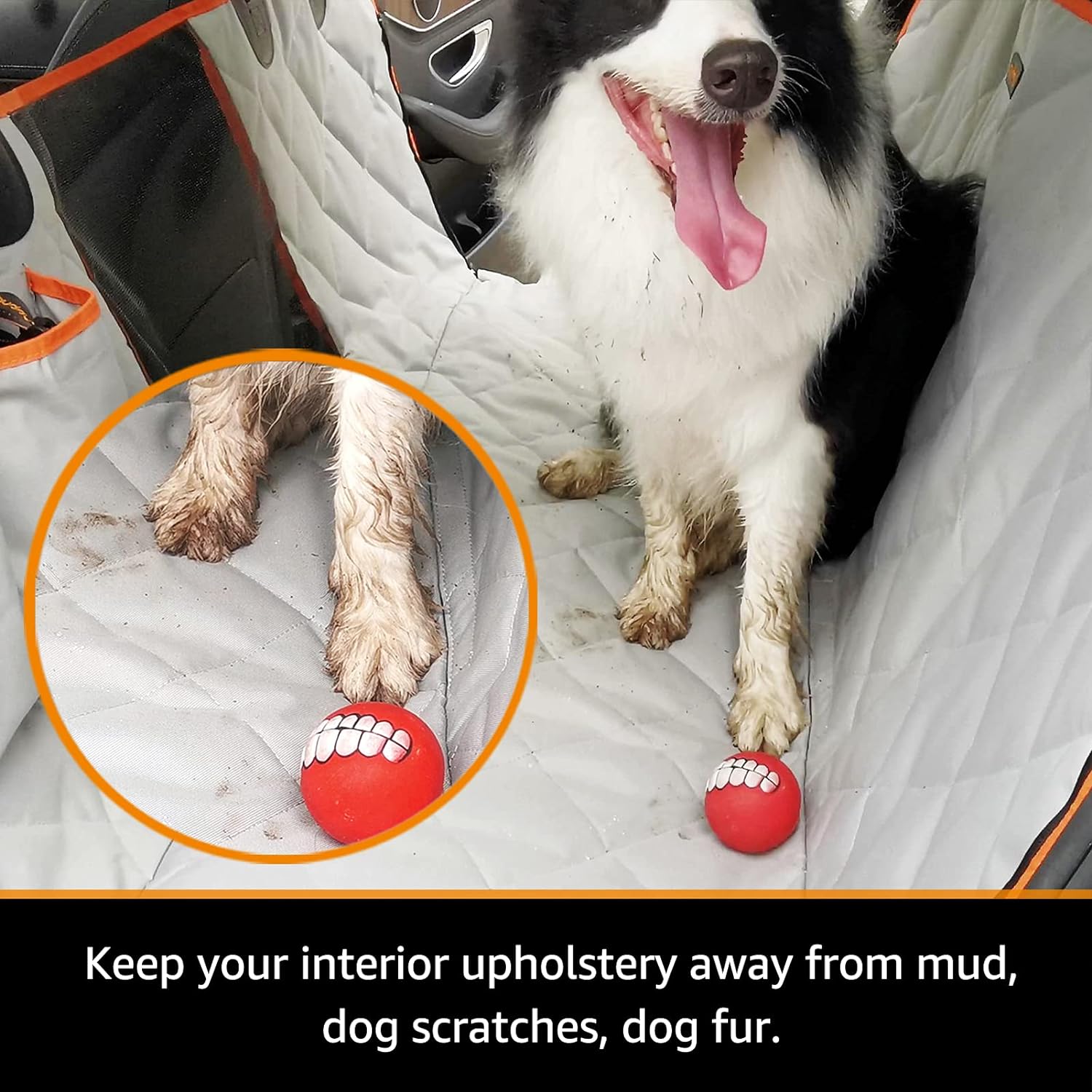 Dog Car Seat Covers for Back Seat of Cars/Trucks/SUV, Waterproof Dog Car Hammock with Mesh Window, Side Flaps and Dog Seat Belt, Durable Anti-Scratch Nonslip Machine Washable Pet Car Seat Cover