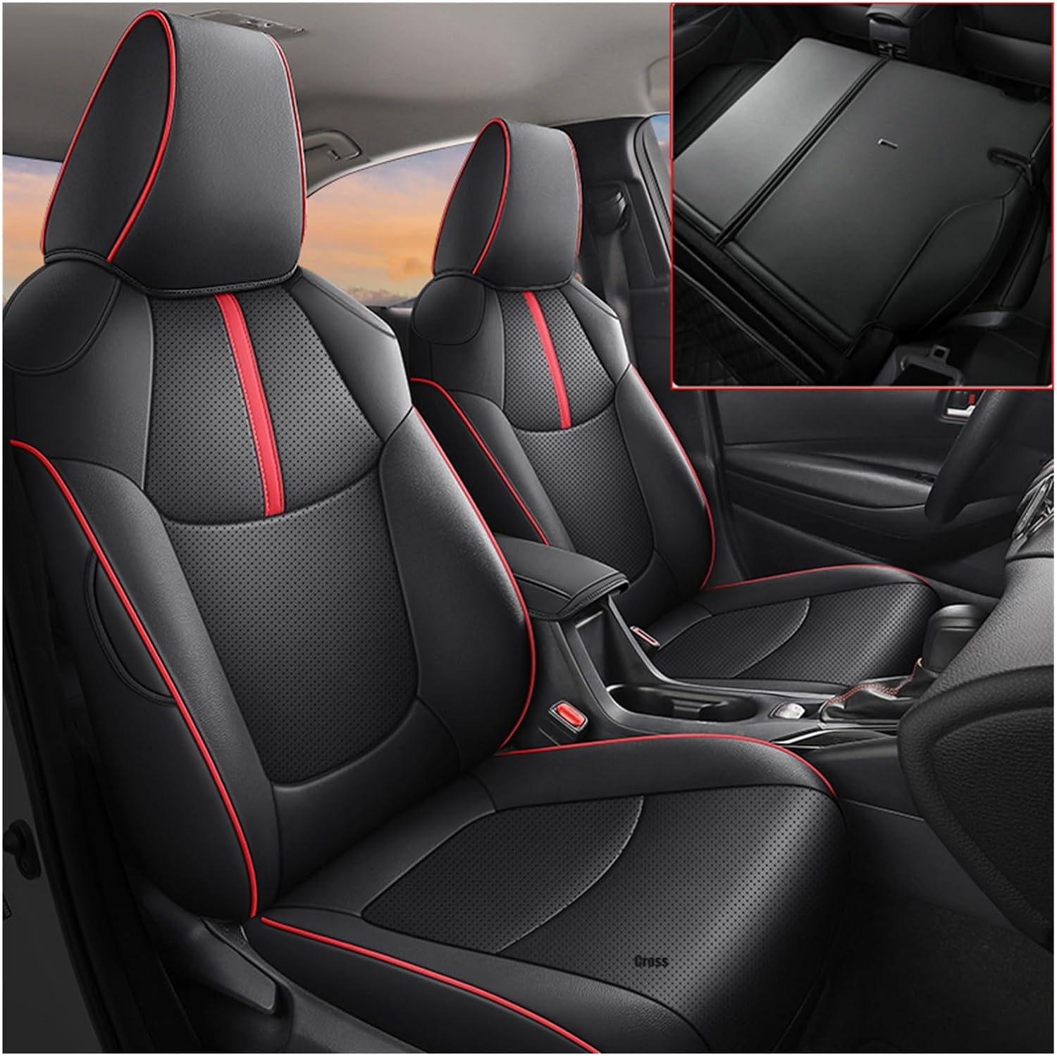 Full Coverage Custom Car Seat Covers Compatible with Compatible for Corolla Cross SUV 2021 2022 2023 Models Cushion (Black,Full Set) (Color : Black Grey 2021full)