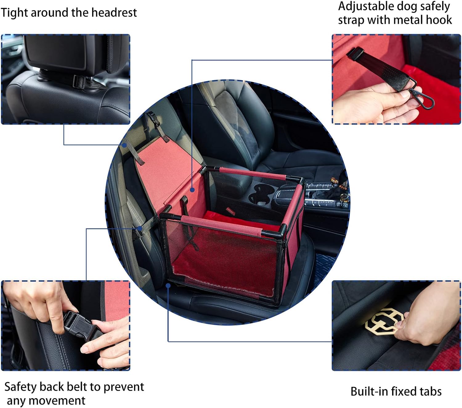 GENORTH Dog Car Seats for Medium Dogs 20lbs,Upgrade Dog Booster Seat Folding Puppy Car Seat for Small to Medium Pet