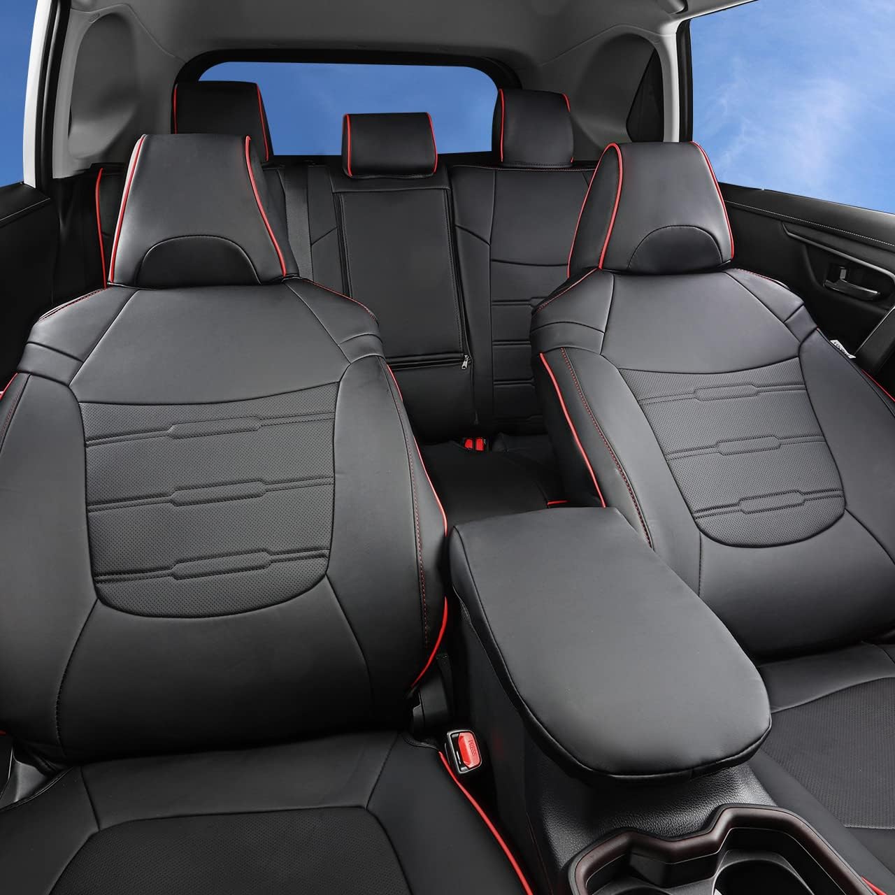 Custom Fit for Toyota RAV4 2013 2014 2015 2016 2017 2018 Car Seat Covers with Waterproof Faux Leather Full Set (Beige, RAV4 2013-2018)