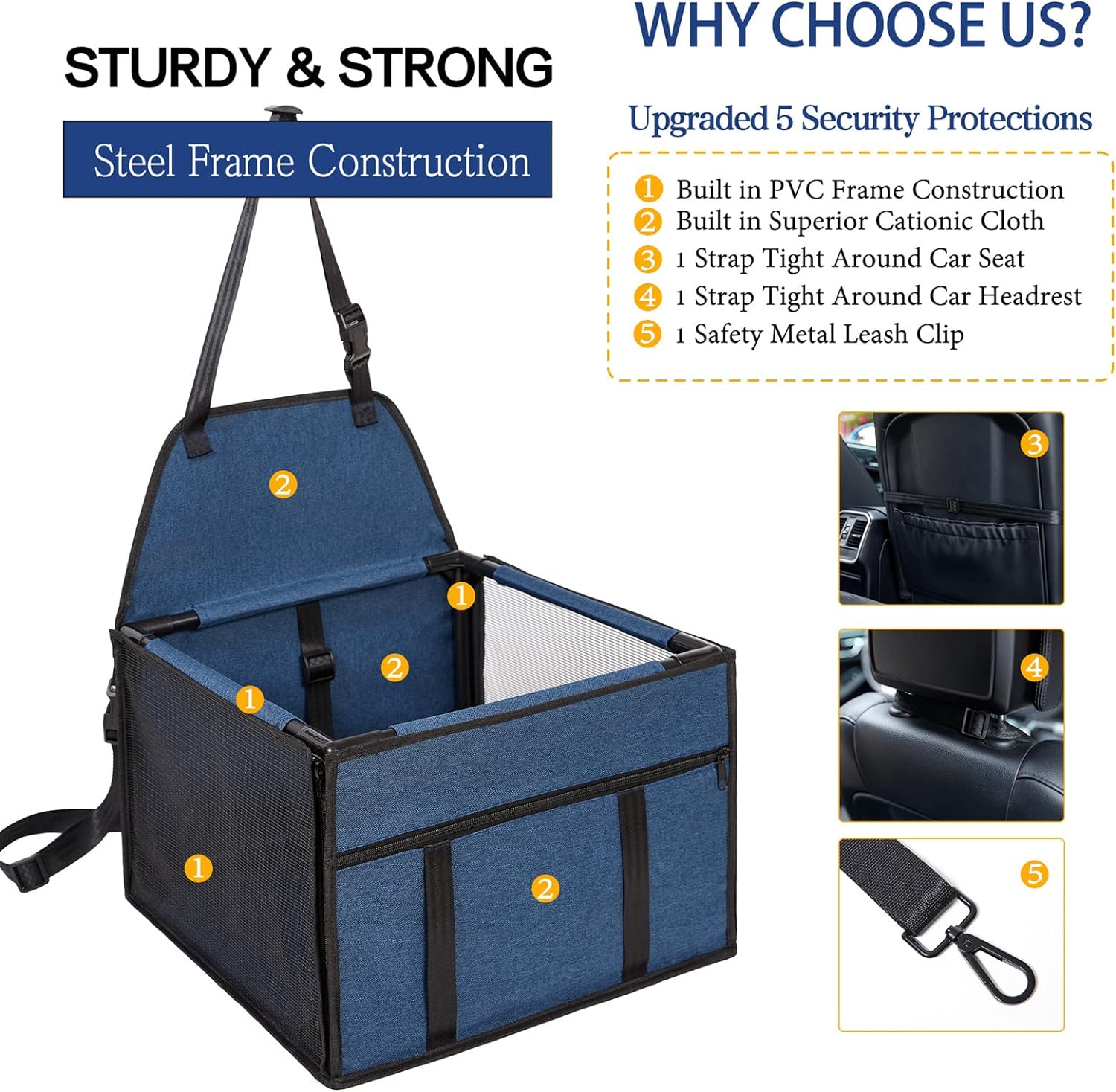 GENORTH Dog Car Seats for Medium Dogs 20lbs,Upgrade Dog Booster Seat Folding Puppy Car Seat for Small to Medium Pet