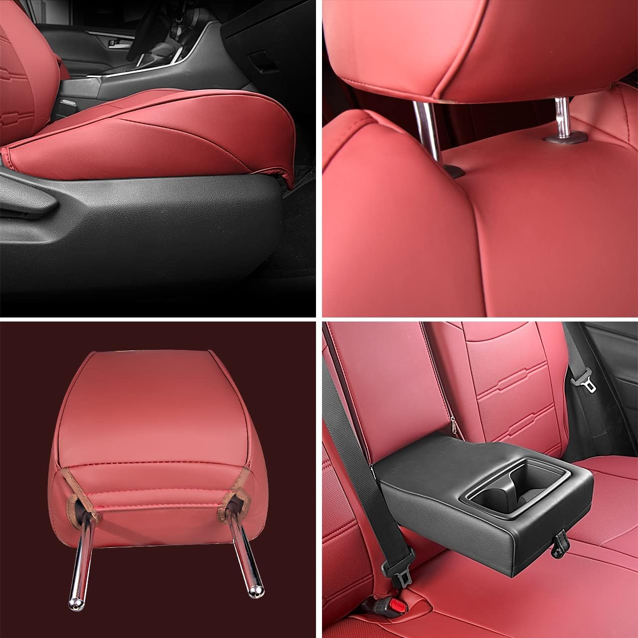 Custom Fit for Toyota RAV4 2013 2014 2015 2016 2017 2018 Car Seat Covers with Waterproof Faux Leather Full Set (Beige, RAV4 2013-2018)