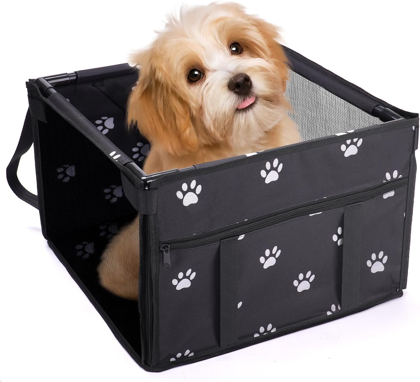 GENORTH Dog Car Seats for Medium Dogs 20lbs,Upgrade Dog Booster Seat Folding Puppy Car Seat for Small to Medium Pet