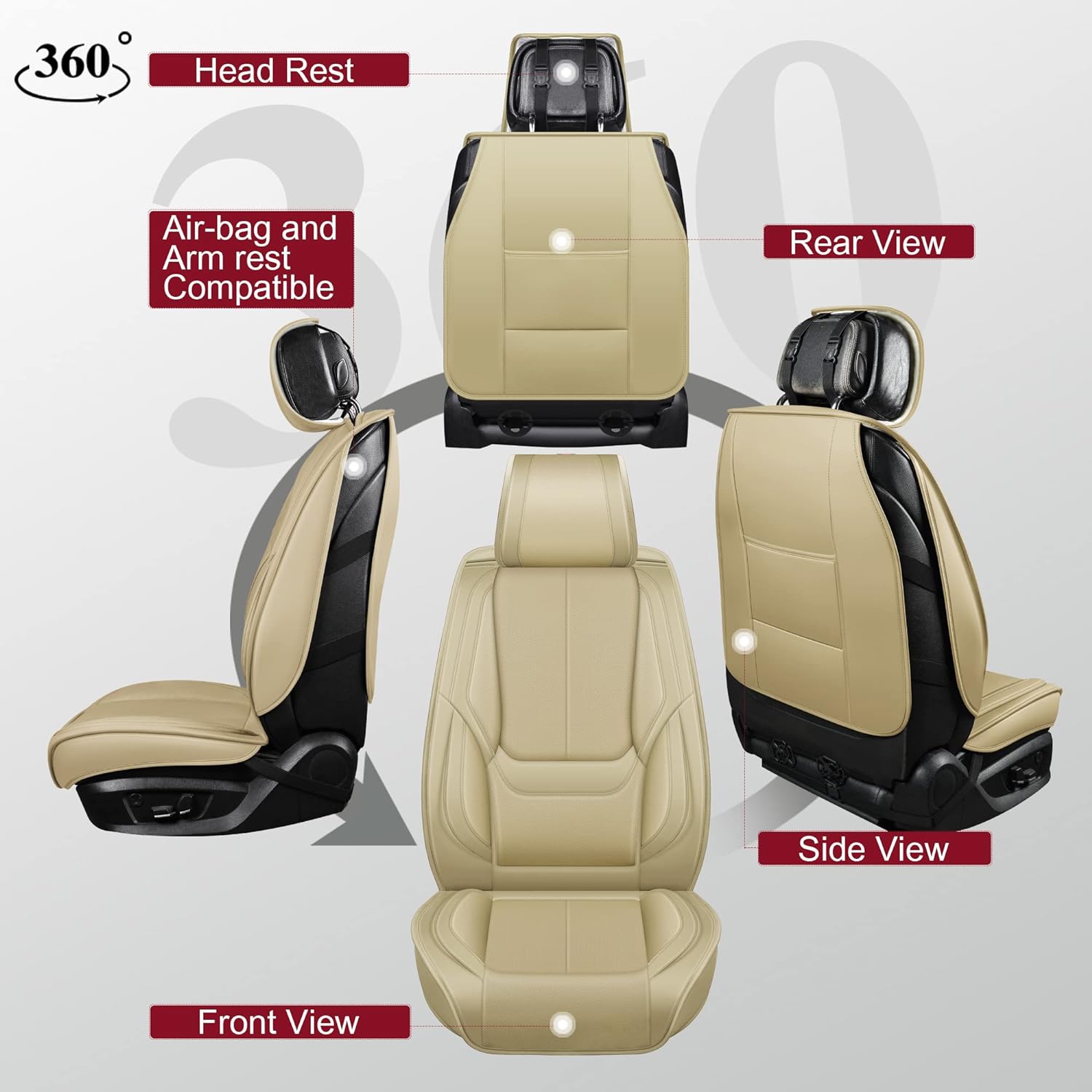 Custom Leather Seat Covers Compatible with Hyundai Santa Fe 2013-2023 (Full Set)