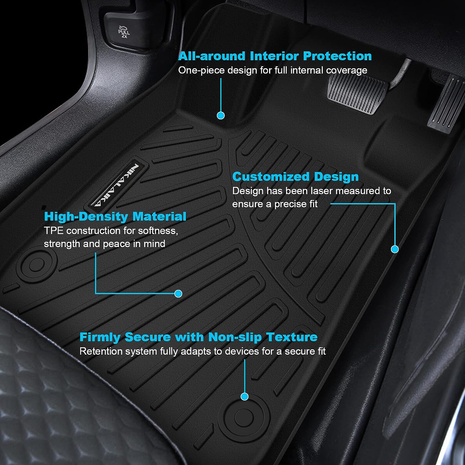 Floor Mats for 2023 2024 Honda Pilot All Weather Protection TPE Rubber Floor Liners for 2023 2024 Honda Pilot Accessories, Odorless Anti-Slip, 1st, 2nd & 3rd Row, Black
